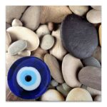 Πίνακας σε καμβά "Evil Eye Beads And Stones" Megapap ψηφιακής εκτύπωσης 50x50x3εκ. - GP033-0063