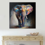 Πίνακας σε καμβά "Colorful Elephant" Megapap ψηφιακής εκτύπωσης 100x100x3εκ. - GP033-0139 - Image 2