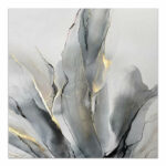 Πίνακας σε καμβά "Abstract Grey Leaves" Megapap ψηφιακής εκτύπωσης 100x100x3εκ. - GP033-0140