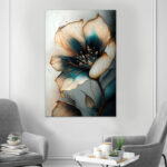 Πίνακας σε καμβά "Emerald Golden Flower" Megapap ψηφιακής εκτύπωσης 70x100x3εκ. - GP033-0168 - Image 2