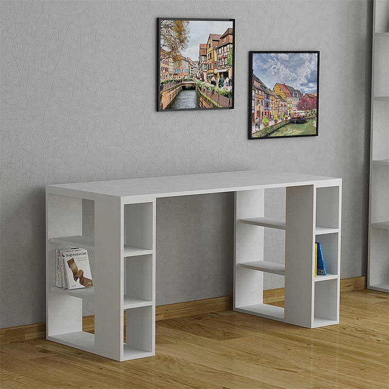 GP037-00053-0 Γραφείο εργασίας Colmar Megapap από μελαμίνη χρώμα λευκό 140x60x75εκ - GP037-0005,3 - Image 1