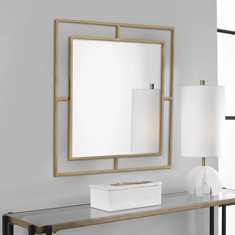 GP037-00062-0 Καθρέφτης τοίχου Corner Megapap αλουμινίου χρώμα χρυσό 58,6x2x58,6εκ. - GP037-0006,2 - Image 1