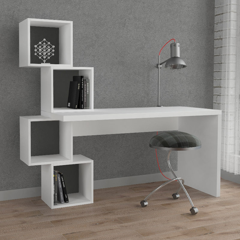 GP037-00511-0 Γραφείο εργασίας Balance Megapap από μελαμίνη χρώμα λευκό 153,5x60x140εκ - GP037-0051,1 - Image 1