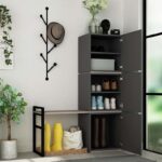 Έπιπλο εισόδου με κρεμάστρα Mello Megapap από μελαμίνη χρώμα ανθρακί 109x39x149εκ. - GP037-0105,1 - Image 2