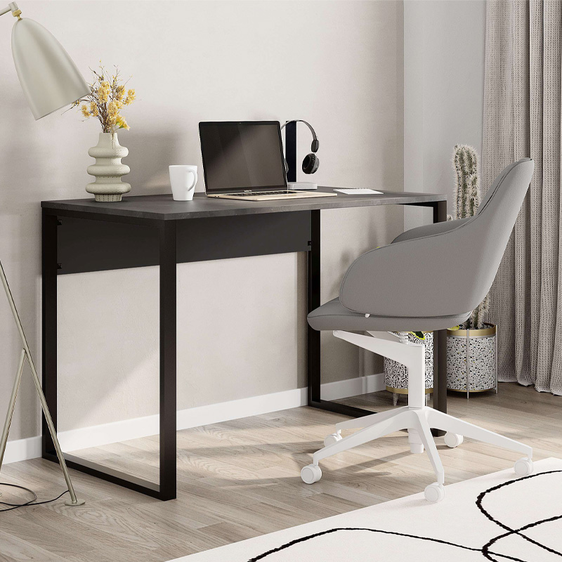 GP037-02411-0 Γραφείο εργασίας Inna Megapap χρώμα γκρι ρετρό - silky black 110x60x75εκ. - GP037-0241,1 - Image 1