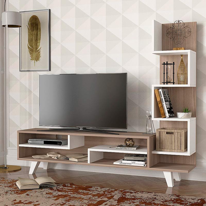 GP042-00431-0 Έπιπλο τηλεόρασης Granada Megapap από μελαμίνη χρώμα λευκό - cordoba 149,5x29,5x120εκ. - GP042-0043,1 - Image 1