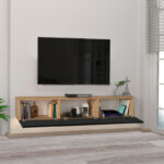 Έπιπλο τηλεόρασης επιτοίχιο Damla Megapap με LED χρώμα sapphire oak - μαύρο 180x29,5x29,5εκ. - GP042-0169,6 - Image 2