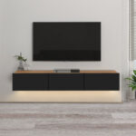 Έπιπλο τηλεόρασης επιτοίχιο Damla Megapap με LED χρώμα sapphire oak - μαύρο 180x29,5x29,5εκ. - GP042-0169,6 - Image 3