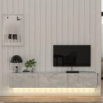 Έπιπλο τηλεόρασης επιτοίχιο Damla Megapap με LED χρώμα λευκό εφέ μαρμάρου 180x29,5x29,5εκ. - GP042-0169,7 - Image 2