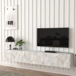 Έπιπλο τηλεόρασης επιτοίχιο Damla Megapap με LED χρώμα λευκό εφέ μαρμάρου 180x29,5x29,5εκ. - GP042-0169,7 - Image 3