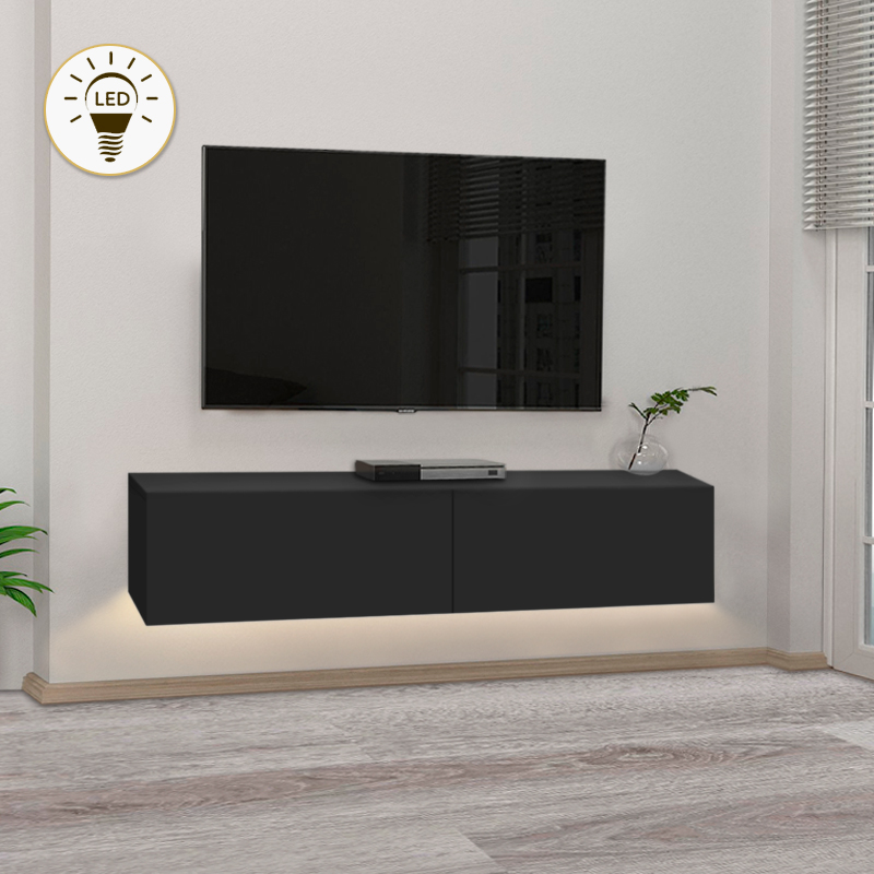 GP042-01705-0 Έπιπλο τηλεόρασης επιτοίχιο Aristo Megapap με LED χρώμα μαύρο 135x31,6x25εκ. - GP042-0170,5 - Image 1