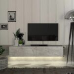 Έπιπλο τηλεόρασης επιτοίχιο Aristo Megapap με LED χρώμα λευκό εφέ μαρμάρου 135x31,6x25εκ. - GP042-0170,6 - Image 2
