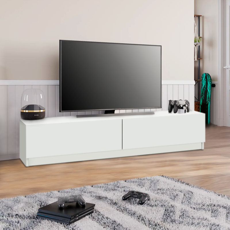 GP042-01751-0 Έπιπλο τηλεόρασης Ahenk Megapap από μελαμίνη χρώμα λευκό 160x31,3x32,9εκ. - GP042-0175,1 - Image 1
