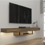 Έπιπλο τηλεόρασης επιτοίχιο Albares Megapap με LED χρώμα καρυδί 150x29,6x22εκ. - GP042-0186,5