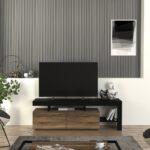 Έπιπλο τηλεόρασης Acnes Megapap χρώμα μαύρο - καρυδί 160x40x53εκ. - GP042-0242,2 - Image 3