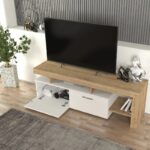 Έπιπλο τηλεόρασης Acnes Megapap χρώμα λευκό - sapphire oak 160x40x53εκ. - GP042-0242,3 - Image 4