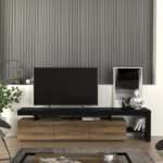 Έπιπλο τηλεόρασης Acnes Megapap χρώμα μαύρο - καρυδί 220x40x52εκ. - GP042-0243,2 - Image 3