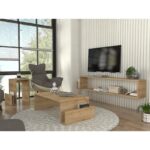 Έπιπλο τηλεόρασης επιτοίχιο Regnar Megapap χρώμα sapphire oak 168,6x25x31,8εκ. - GP042-0252,2 - Image 3