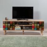 Έπιπλο τηλεόρασης Soho Megapap από μελαμίνη χρώμα sonoma 140x40x50 εκ. - GP052-0002,1 - Image 3