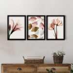 Πίνακας "Pink Flowers" Megapap 3 τμχ. σε πλαίσιο 35x45x2εκ. - GP052-0071 - Image 2