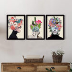 Πίνακας "Flower Girls" Megapap 3 τμχ. σε πλαίσιο 35x45x2εκ. - GP052-0089 - Image 2