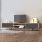 Έπιπλο τηλεόρασης Serine Megapap χρώμα sapphire oak - ανθρακί 170x37x45εκ. - GP055-0026,1 - Image 2