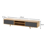 Έπιπλο τηλεόρασης Serine Megapap χρώμα sapphire oak - ανθρακί 170x37x45εκ. - GP055-0026,1 - Image 5