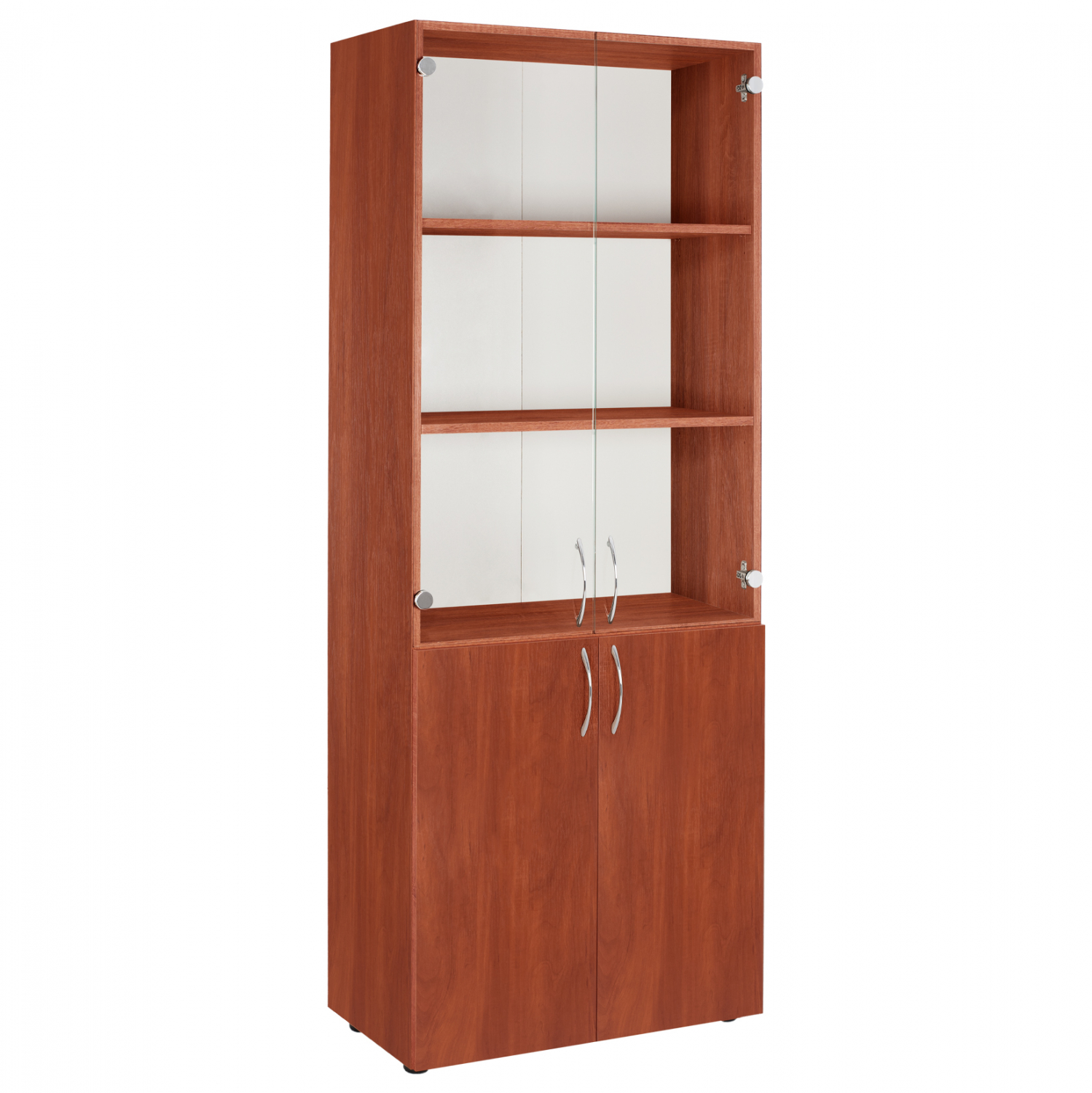 bibliothiki-grafeioy-me-gyalines-portes- ΒΙΒΛΙΟΘΗΚΗ ΓΡΑΦΕΙΟΥ DEVON ME ΓΥΑΛΙΝΕΣ ΠΟΡΤΕΣ APPLE WOOD HM2458.04 70x37x182 εκ. - Image 1
