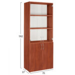 ΒΙΒΛΙΟΘΗΚΗ ΓΡΑΦΕΙΟΥ DEVON ME ΓΥΑΛΙΝΕΣ ΠΟΡΤΕΣ APPLE WOOD HM2458.04 70x37x182 εκ. - Image 2