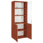 ΒΙΒΛΙΟΘΗΚΗ ΓΡΑΦΕΙΟΥ DEVON ME ΓΥΑΛΙΝΕΣ ΠΟΡΤΕΣ APPLE WOOD HM2458.04 70x37x182 εκ. - Image 3