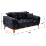 ΚΑΝΑΠΕΣ ΚΡΕΒΑΤΙ BENNINGTON 2ΘΕΣΙΟΣ ΜΑΥΡΟΣ HM3250.01 180x95x80 εκ. - Image 2