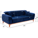 ΚΑΝΑΠΕΣ ΚΡΕΒΑΤΙ BENNINGTON ΤΡΙΘΕΣΙΟΣ ΜΠΛΕ HM3249.18 240x95x80 εκ. - Image 2