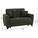 ΚΑΝΑΠΕΣ ΚΡΕΒΑΤΙ HEMA ΔΙΘΕΣΙΟΣ ΨΗΛΗ ΠΛΑΤΗ DARK OLIVE HM3243.05 160x84x88 εκ. - Image 2