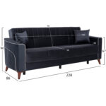ΚΑΝΑΠΕΣ ΚΡΕΒΑΤΙ PORTMAN ΤΡΙΘΕΣΙΟΣ ΓΚΡΙ ΜΠΛΕ HM3247.01 210x80x87Υ εκ. - Image 2