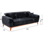 ΚΑΝΑΠΕΣ ΚΡΕΒΑΤΙ BENNINGTON ΤΡΙΘΕΣΙΟΣ ΜΑΥΡΟΣ HM3249.01 240x95x80 εκ. - Image 2