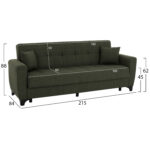 ΚΑΝΑΠΕΣ ΚΡΕΒΑΤΙ HEMA TΡΙΘΕΣΙΟΣ ΨΗΛΗ ΠΛΑΤΗ DARK OLIVE HM3242.05 215x84x88Υεκ. - Image 2