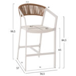 ΣΚΑΜΠΟ ΑΛΟΥΜΙΝΙΟΥ HM5892.12 ΜΕΣΑΙΟΥ ΥΨΟΥΣ RATTAN & TEXTLINE ΛΕΥΚΟ ΜΠΕΖ 56,5x57x99,5 - Image 2