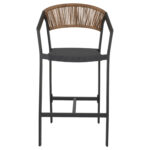 ΣΚΑΜΠΟ ΑΛΟΥΜΙΝΙΟΥ ΜΕ ΜΠΡΑΤΣΑ ΑΝΘΡΑΚΙ PE RATTAN TEXTLINE 56x58x105Y εκ.HM5892.01 - Image 3