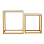 ΖΙΓΚΟΝ GRELAY 2 ΤΕΜ MDF ΟΨΗ ΜΑΡΜΑΡΟΥ & ΜΕΤΑΛΛΟ HM8762.11 45Χ45Χ50εκ. & 37Χ37Χ43 εκ. - Image 3