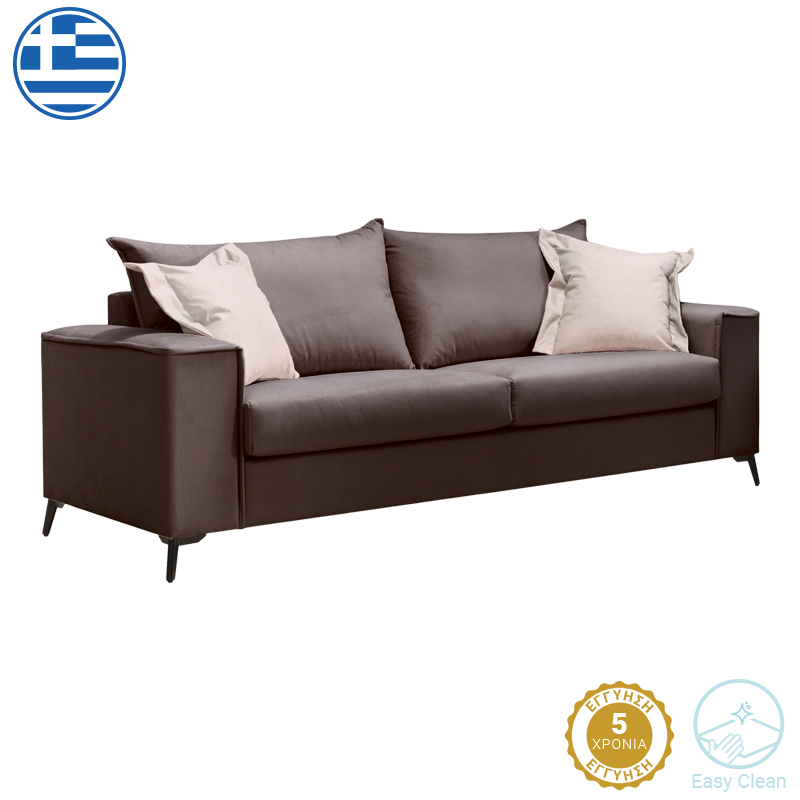 168-000080 Καναπές Verona 3θέσιος ανθρακί ύφασμα με μαξιλάρια σε μπεζ απόχρωση 225x93x100εκ-PK168-000080 - Image 1