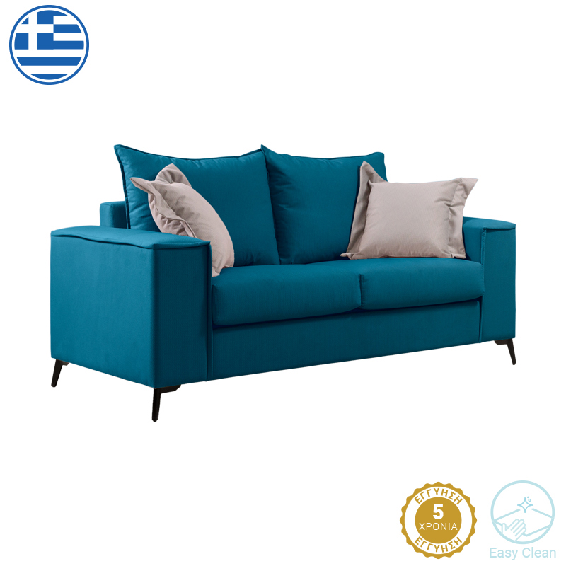 168-000085 Καναπές Verona 2θέσιος πετρόλ ύφασμα με μαξιλάρια σε μπεζ απόχρωση 173x93x100εκ-PK168-000085 - Image 1