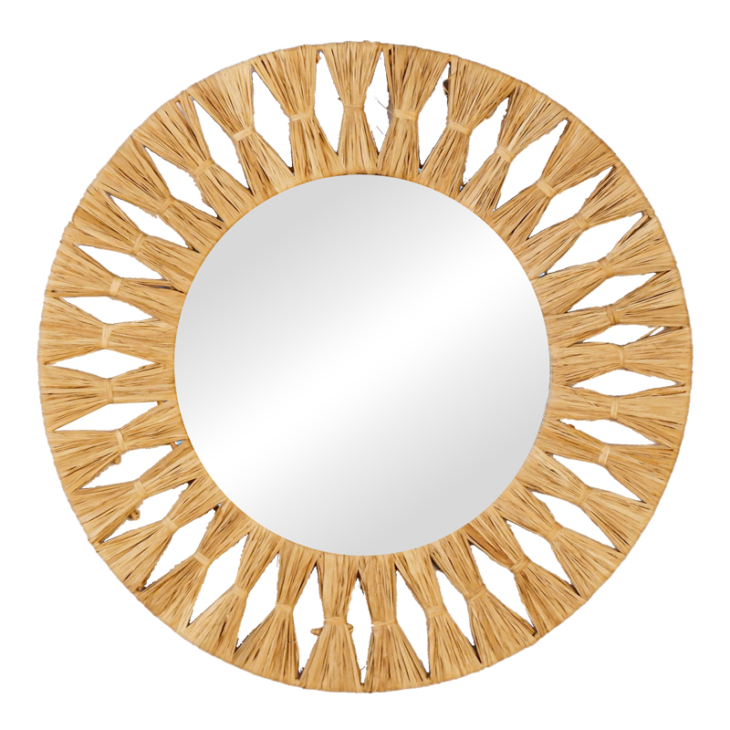 337-000036 Καθρέπτης Zanlein Inart sisal σε φυσική απόχρωση Φ50x8εκ-PK337-000036 - Image 1