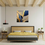 Πίνακας σε καμβά "Dance of Gold and Blue" Megapap ψηφιακής εκτύπωσης 100x100x3εκ. - MPGP033-0189 - Image 2