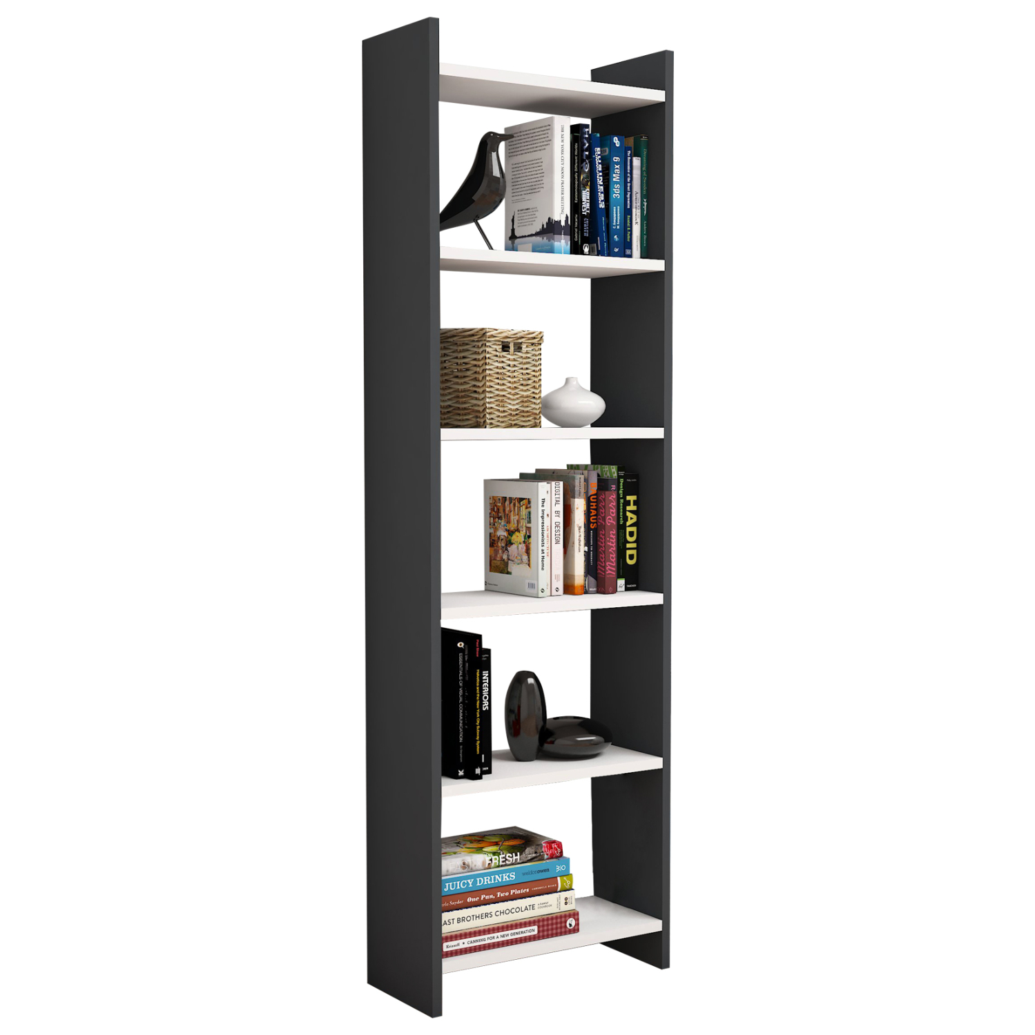 bibliothiki-melaminis-gkri-leyko-fb99226 ΒΙΒΛΙΟΘΗΚΗ CLASSIKER HM9226.13 ΜΕΛΑΜΙΝΗΣ ΓΚΡΙ-ΛΕΥΚΟ 48,5x22x160Υεκ. - ΗΜ0533979 - Image 1