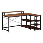 Γραφείο γωνιακό αναστρέψιμο Tebul   MDF-metal σε oak απόχρωση 100x60x88εκ-PK072-000123