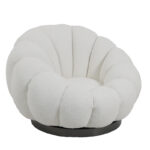 Πολυθρόνα περιστρεφόμενη με σκαμπό Nester   μπουκλέ ύφασμα σε λευκή απόχρωση 98x97x69εκ-PK110-000099 - Image 2
