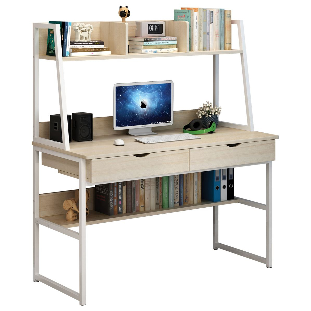 14370062-1 Γραφείο ArteLibre LILY FRANS Maple/Λευκό MDF/Μέταλλο 100x48x135cm-AR14370062 - Image 1