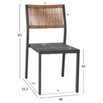 ΚΑΡΕΚΛΑ ΑΛΟΥΜΙΝΙΟΥ ΑΝΘΡΑΚΙ ΜΕ RATTAN ΚΑΙ TEXTLINE HM5921.01 46x55,5x83Υ εκ. - ΗΜ0534879 - Image 2