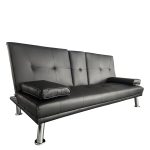 Καναπές Κρεβάτι Τριθέσιος ArteLibre ALFRED Μαύρο PU 164x76.5x79cm-AR14290053