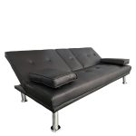 Καναπές Κρεβάτι Τριθέσιος ArteLibre ALFRED Μαύρο PU 164x76.5x79cm-AR14290053 - Image 3